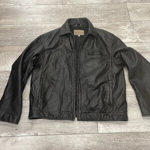 Vintage GUESS Black Cropped Leather Jacket Size L